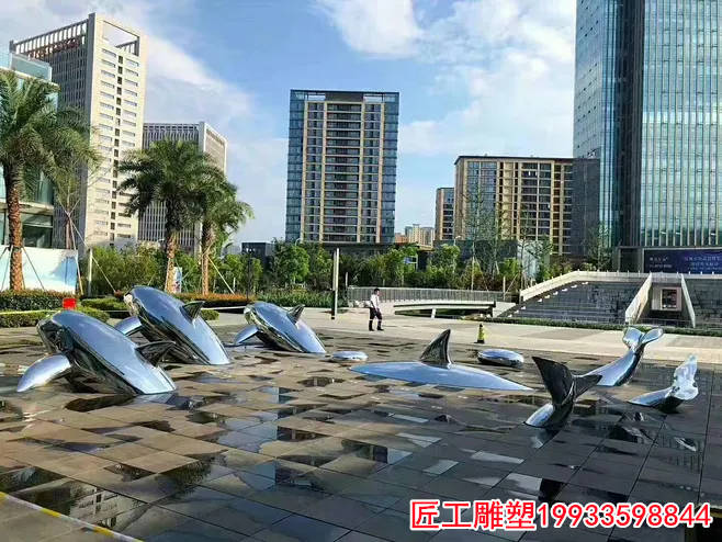 不锈钢鲸鱼雕塑 镜面不锈钢鲸鱼雕塑